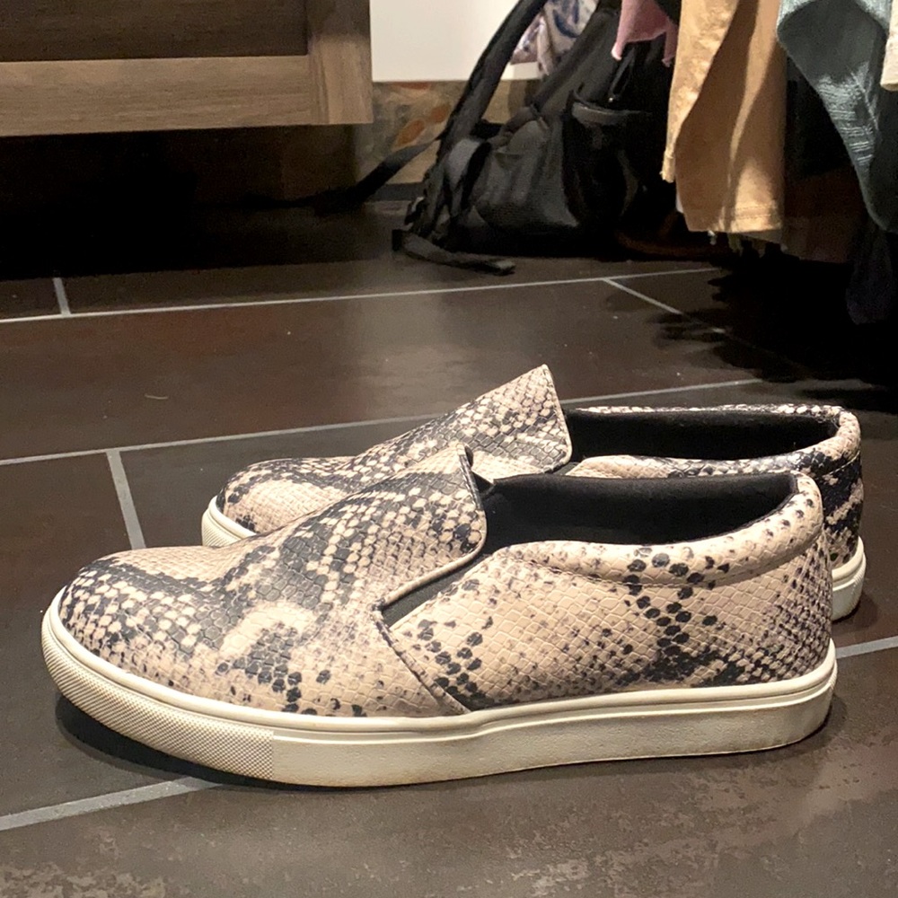 snake skin printed slip on shoes. Size 8